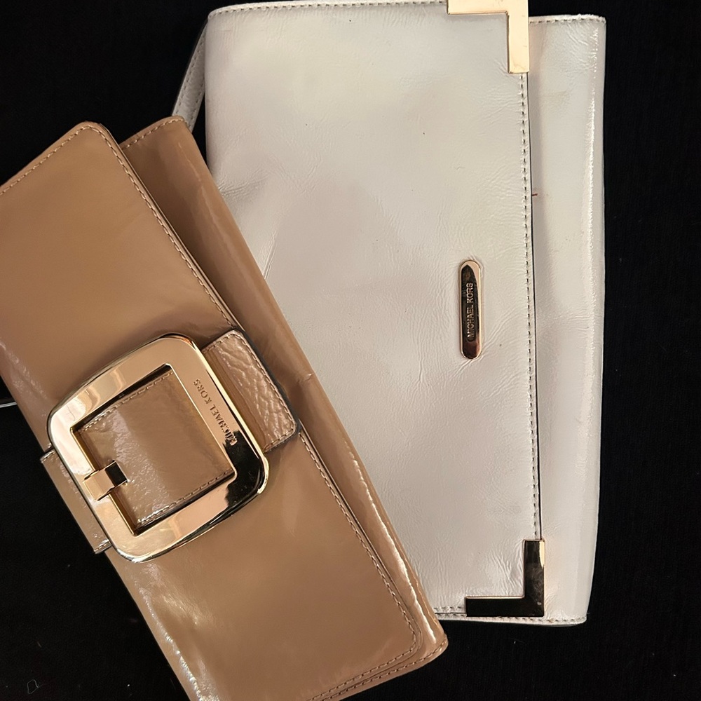 Michael Kors Cream and Brown Clutch Set